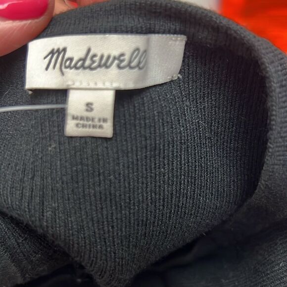 Madewell NU545 Black and White Blanket-Stitch Crewneck Sweater Tank NWT size s - Picture 8 of 12